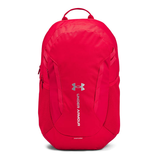 Under Armour Unisex Hustle 6.0 Backpack - Red, Red, Metallic Silver