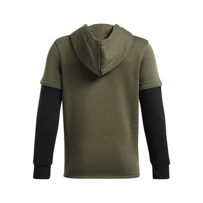 Under Armour Youth Boys' Jersey Hoodie Icon Fleece - Marine Od Green/Black/White