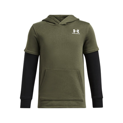 Under Armour Youth Boys' Jersey Hoodie Icon Fleece - Marine Od Green/Black/White