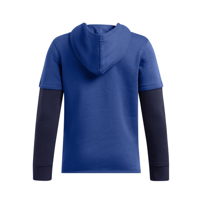Under Armour Youth Boys' Jersey Hoodie Icon Fleece - Tech Blue/Midnight Navy/White