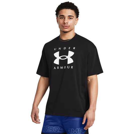 Under Armour Men's Heavyweight Oversized Branded Short Sleeve T-Shirt - Black/White