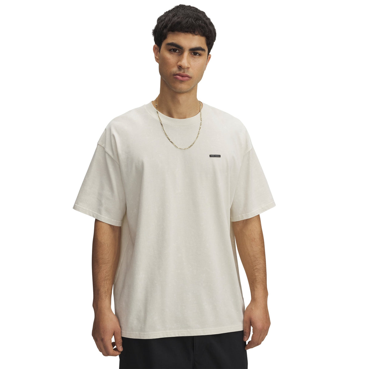 Under Armour Men's Heavyweight Oversized Logo T-Shirt - Stone/White