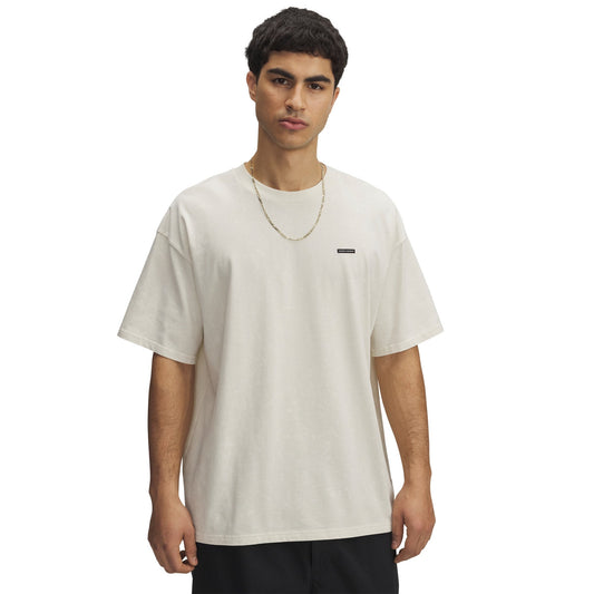 Under Armour Men's Heavyweight Oversized Logo T-Shirt - Stone/White