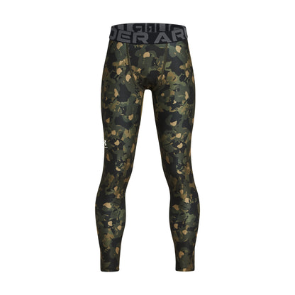 Under Armour Youth Boys' HeatGear Printed Leggings - Marine OD Green/White