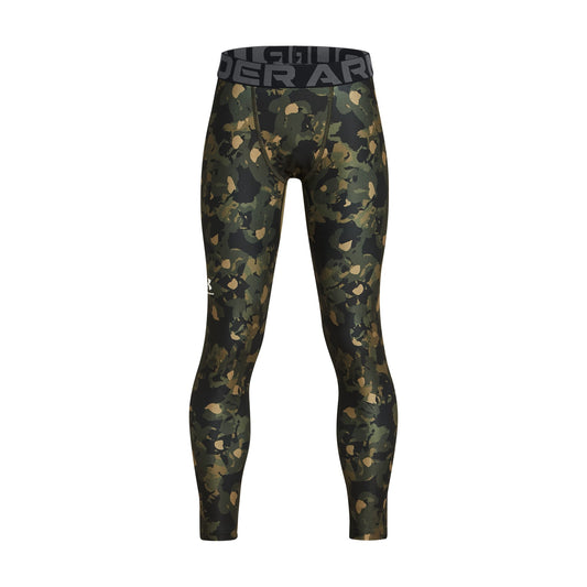 Under Armour Youth Boys' HeatGear Printed Leggings - Marine OD Green/White