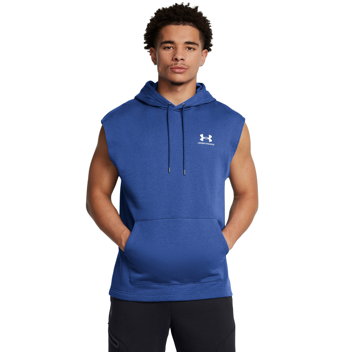 Under Armour Men's Icon Fleece Sleeveless Hoodie - Tech Blue & White