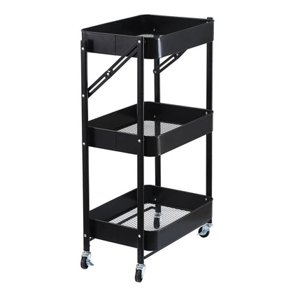 3-Tier Rolling Metal Storage Organizer Mobile Utility Cart