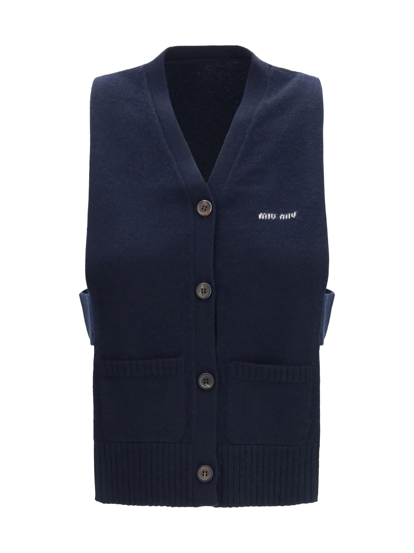 Cardigan Vest Blue Cashmere