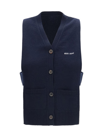 Cardigan Vest Blue Cashmere