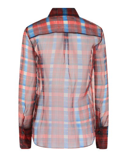 Ferragamo August Organza Check Button-Front Shirt