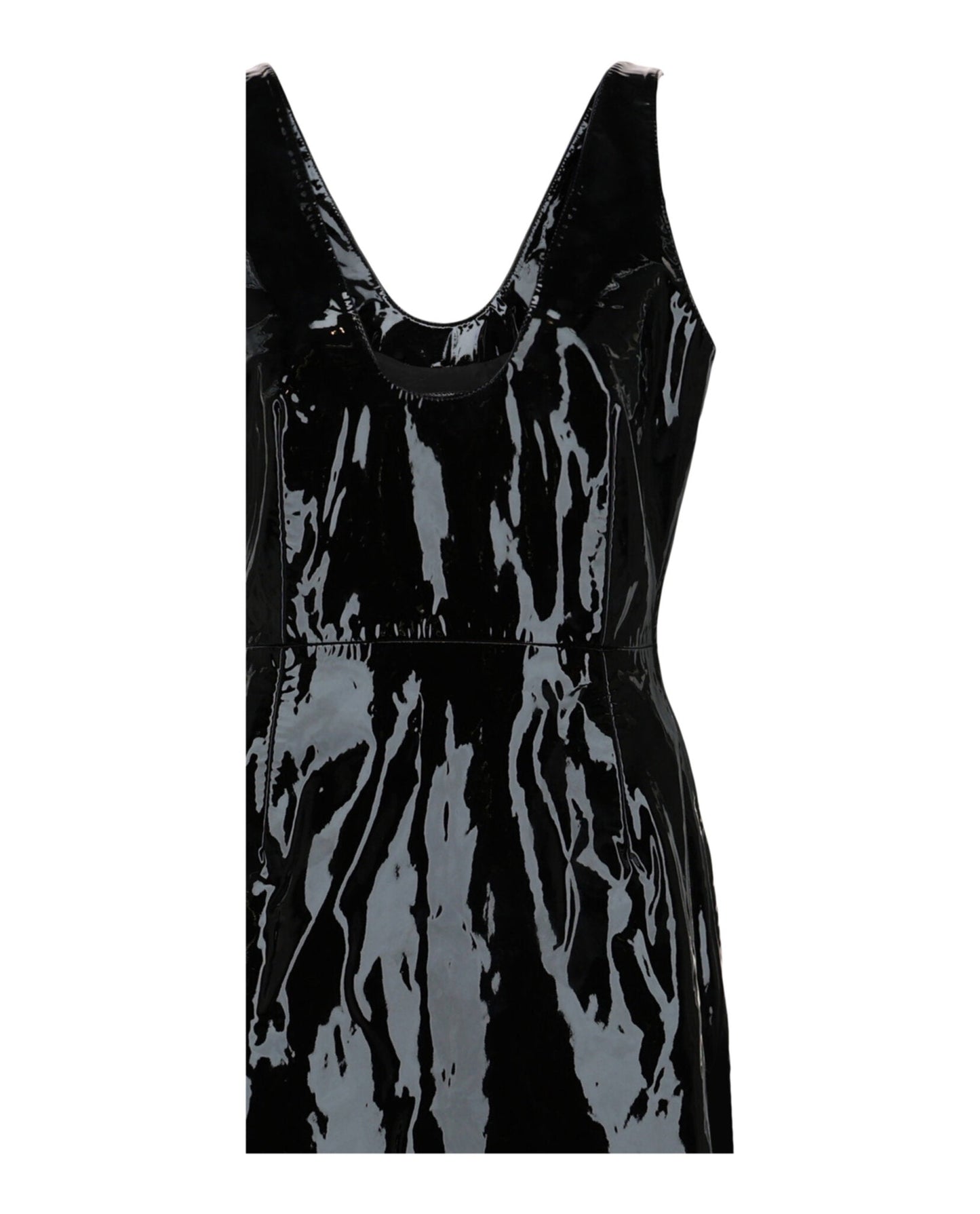 Ferragamo Scoop Neck Patent Leather Midi Dress