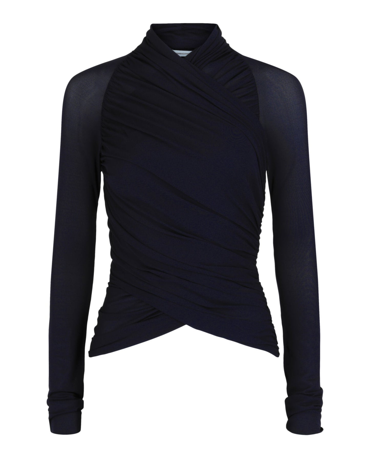 Ferragamo Ruched Long-Sleeve Top