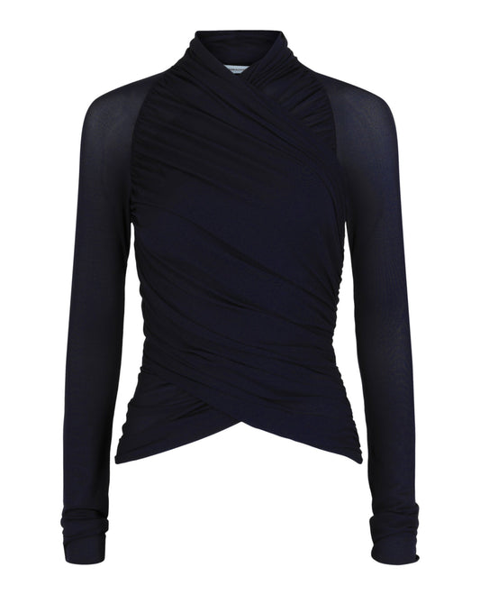 Ferragamo Ruched Long-Sleeve Top