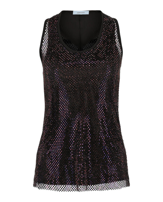 Ferragamo Crystal Embellished Mesh Tank Top