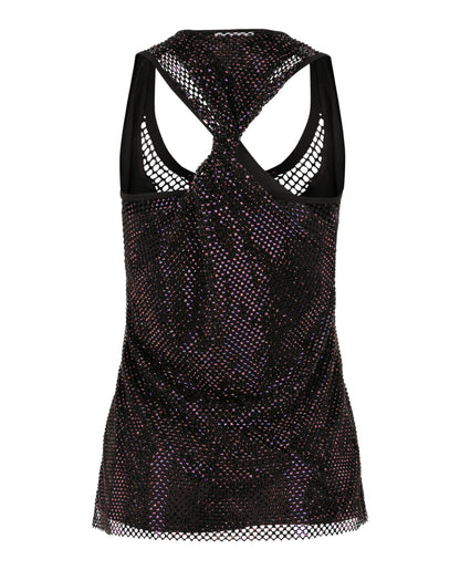 Ferragamo Crystal Embellished Mesh Tank Top