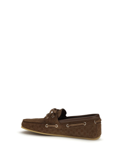 Suede Boat Loafers Brown