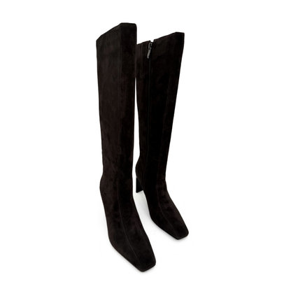 Mishel Suede Knee High Boots - Black