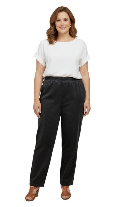 Womens Pull On Fine Wale Corduroy Pants with soft-covered elastic waist
