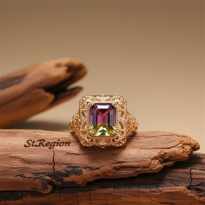 Red & Purple Crystal & Goldtone Radiant-Cut Ring
