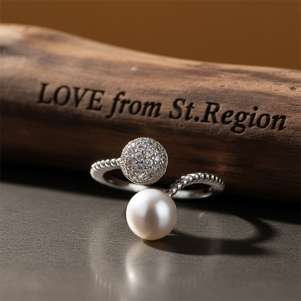 Pearl & Cubic Zirconia Pavé Adjustable Bypass Ring