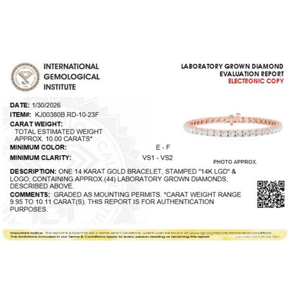 Round Lab Grown Diamond (F/VS) Bracelet in 14K Gold