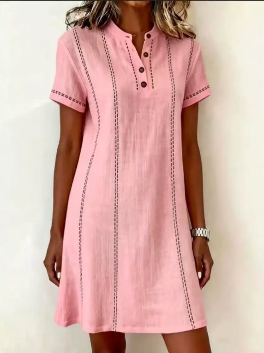 pink collar dress womens Hde Plus Size Peter Pan Collar Dress Fit and Flare Collared Casual Skater Dress Pink