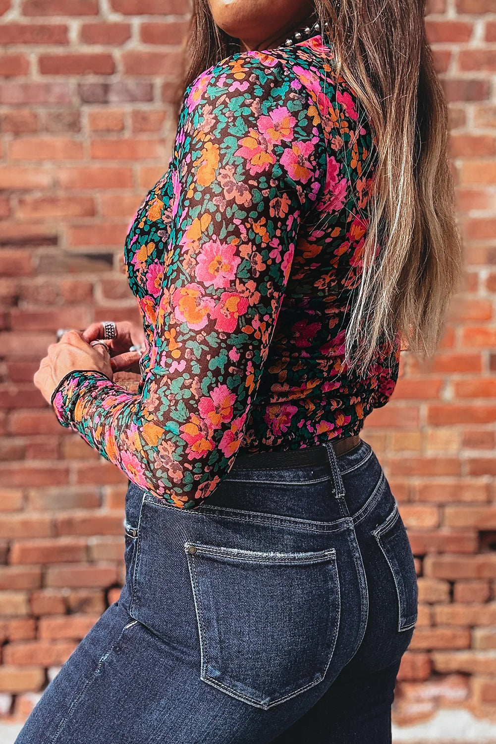 Threaded Pear Leona Sleeve Mock top Long Sleeve Top