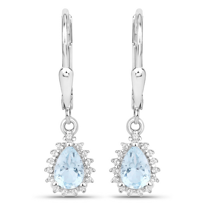 Sterling Silver Blue Topaz Necklace and Earring Set