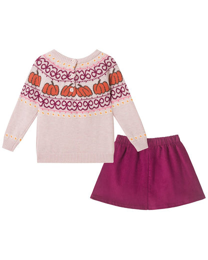 Andy & Evan Pumpkin Fairisle Sweater Set