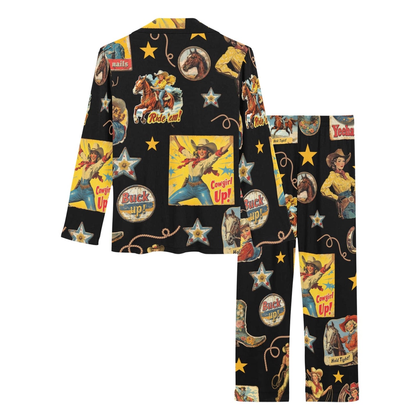 Baha Ranch Vintage Cowgirl Collage Western Pajama Set
