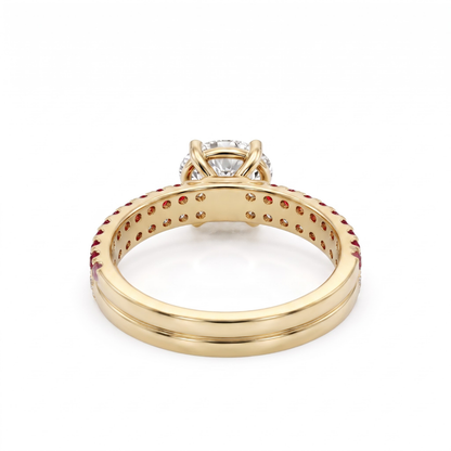 1.27 Cttw Oval Lab Grown Diamond Double Row Pave Band 14k Yellow Gold Engagement Ring