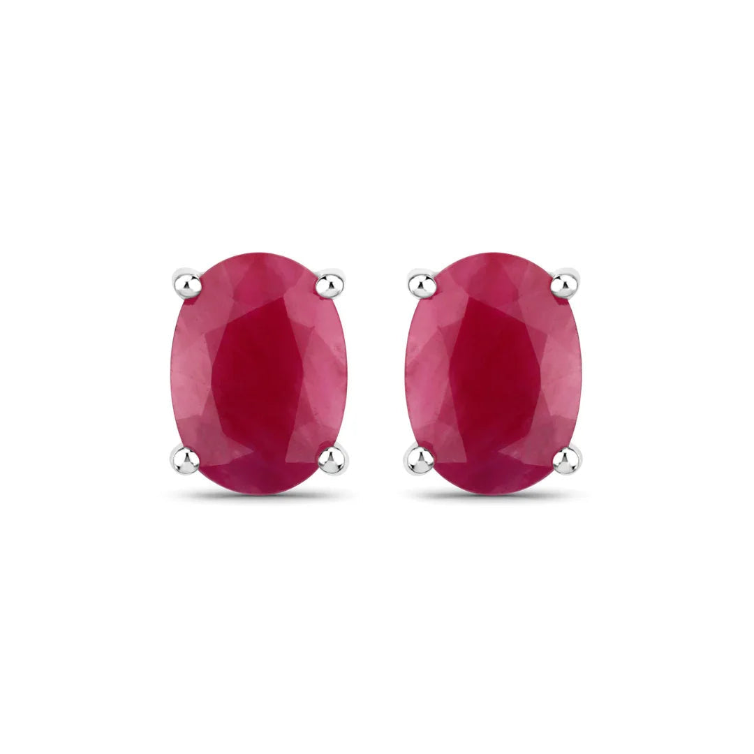 1.70 Ct Oval Pink Ruby Prong 10K Gold Stud Earrings