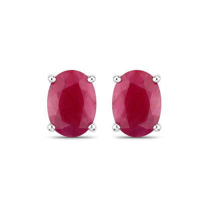1.70 Ct Oval Pink Ruby Prong 10K Gold Stud Earrings