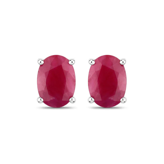 1.70 Ct Oval Pink Ruby Prong 10K Gold Stud Earrings