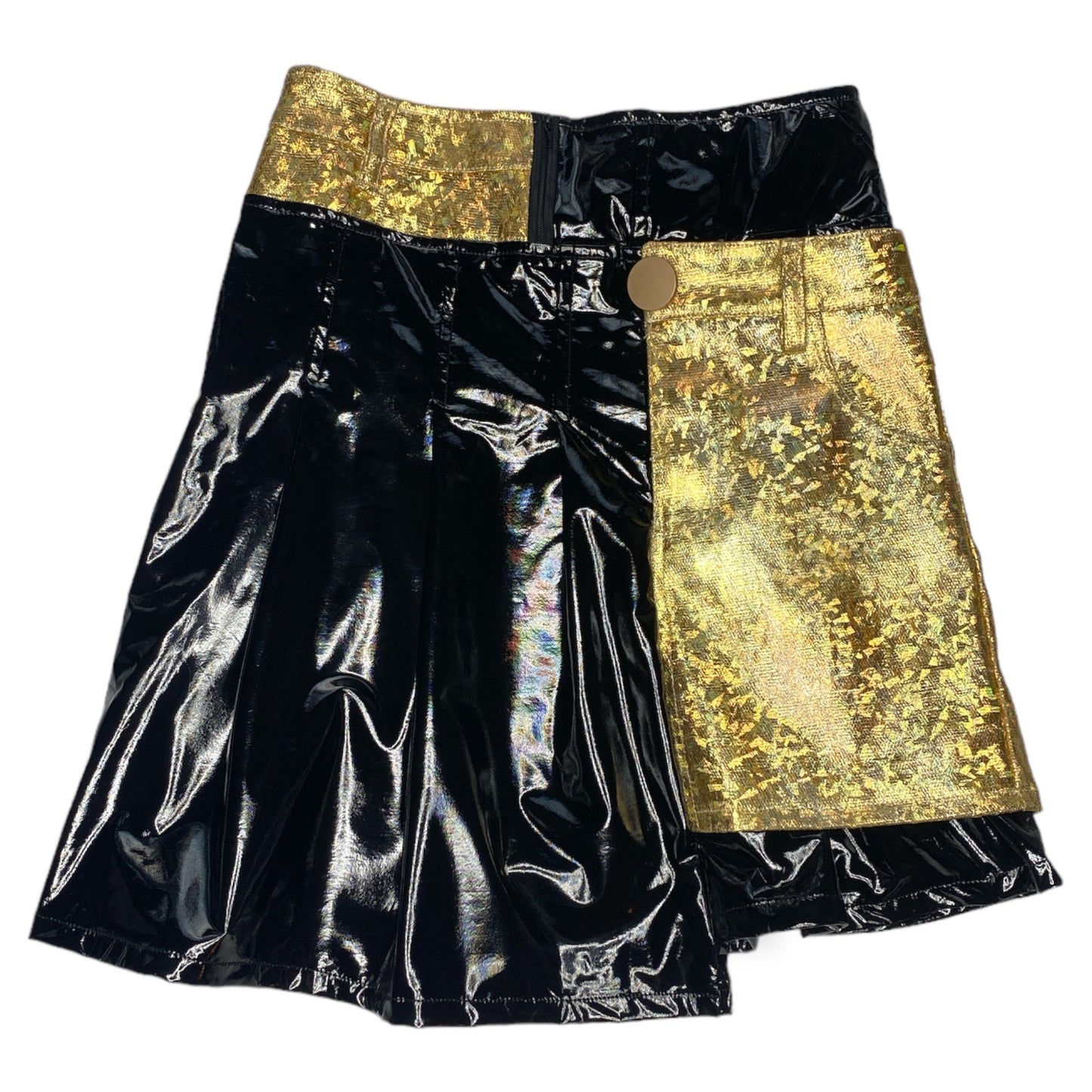 Patent Leather Pleated Skirt