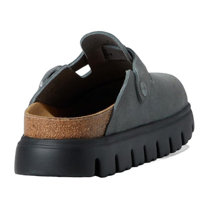 Birkenstock Unisex Boston Pap Chunky Suede Leather Basalt Gray Black