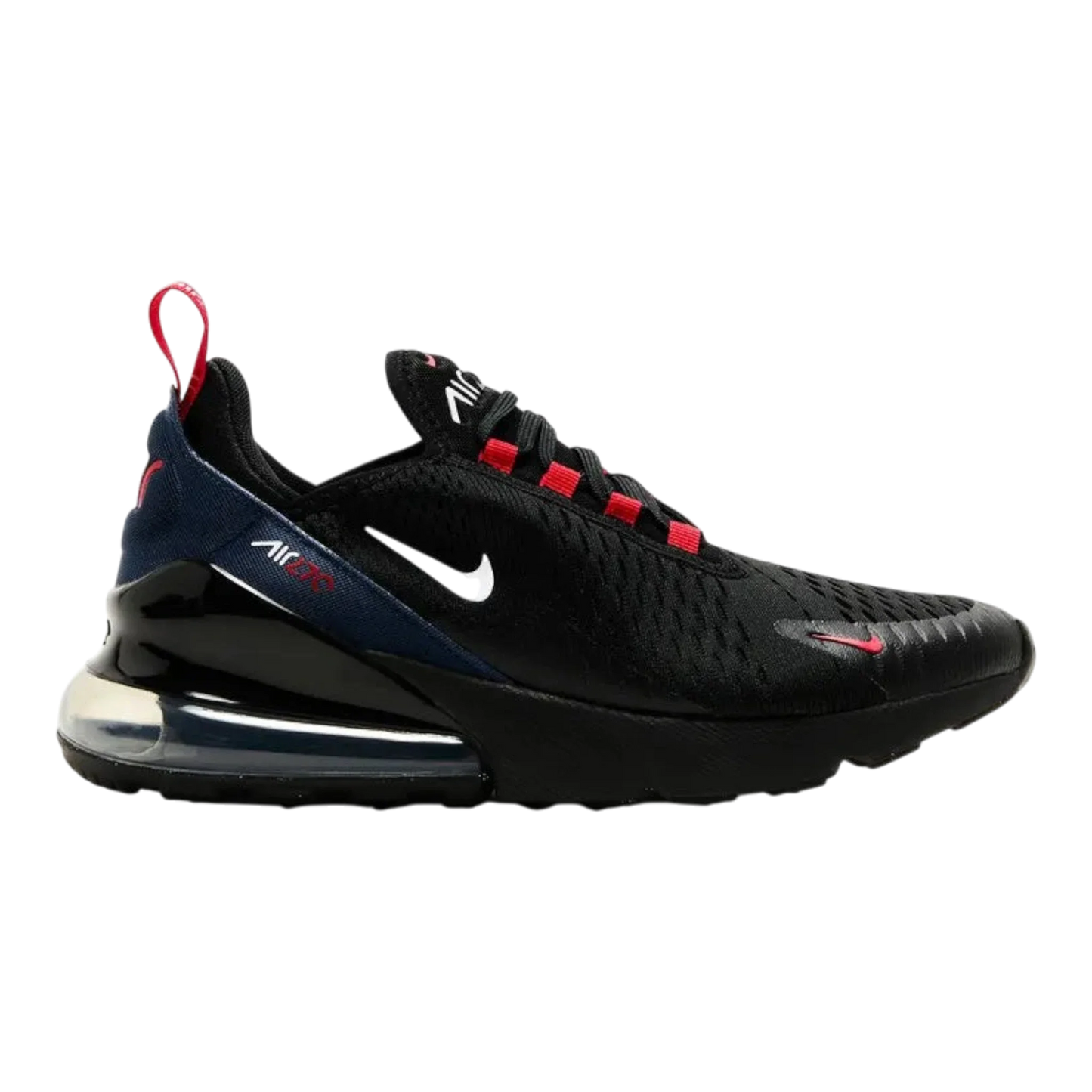 Nike Air Max 270 Big Kids' (GS) Sneakers — Black & Navy Mesh Low-Top