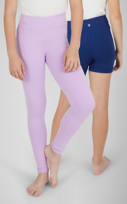 Girls 2 PK Lux Crossover Legging + 6" Bike Short