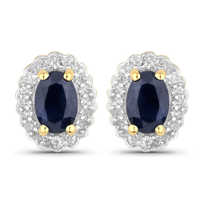 Sterling Silver Black Blue Sapphire Jewelry Set