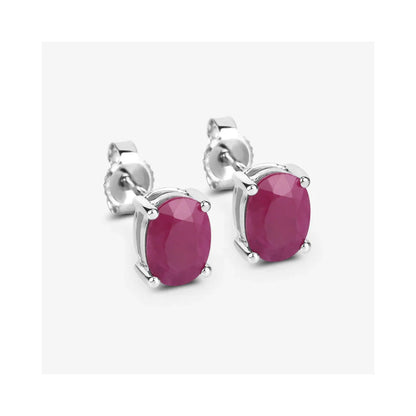 1.70 Ct Oval Pink Ruby Prong 10K Gold Stud Earrings