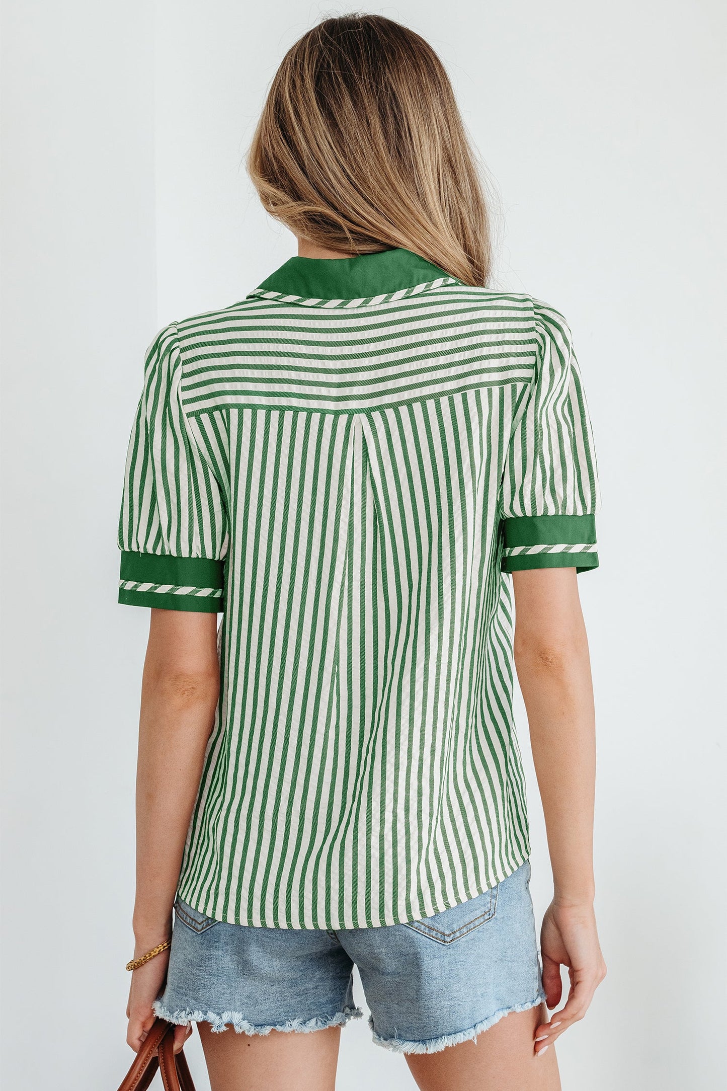 Threaded Pear Elora Short Bubble Sleeve Blouse