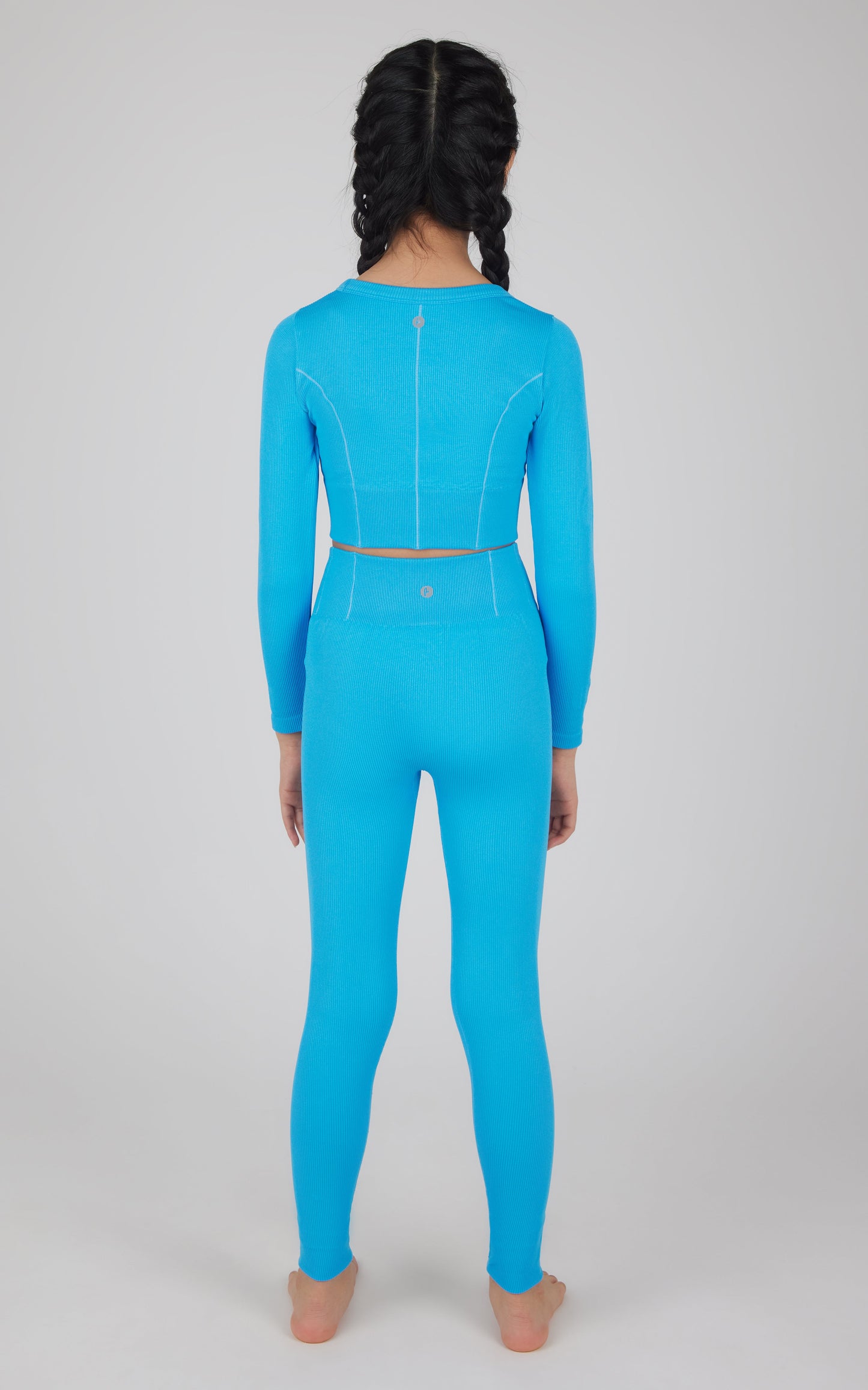 Girls 2 PC Seamless Ribbed Long Sleeve Top and Legging Set