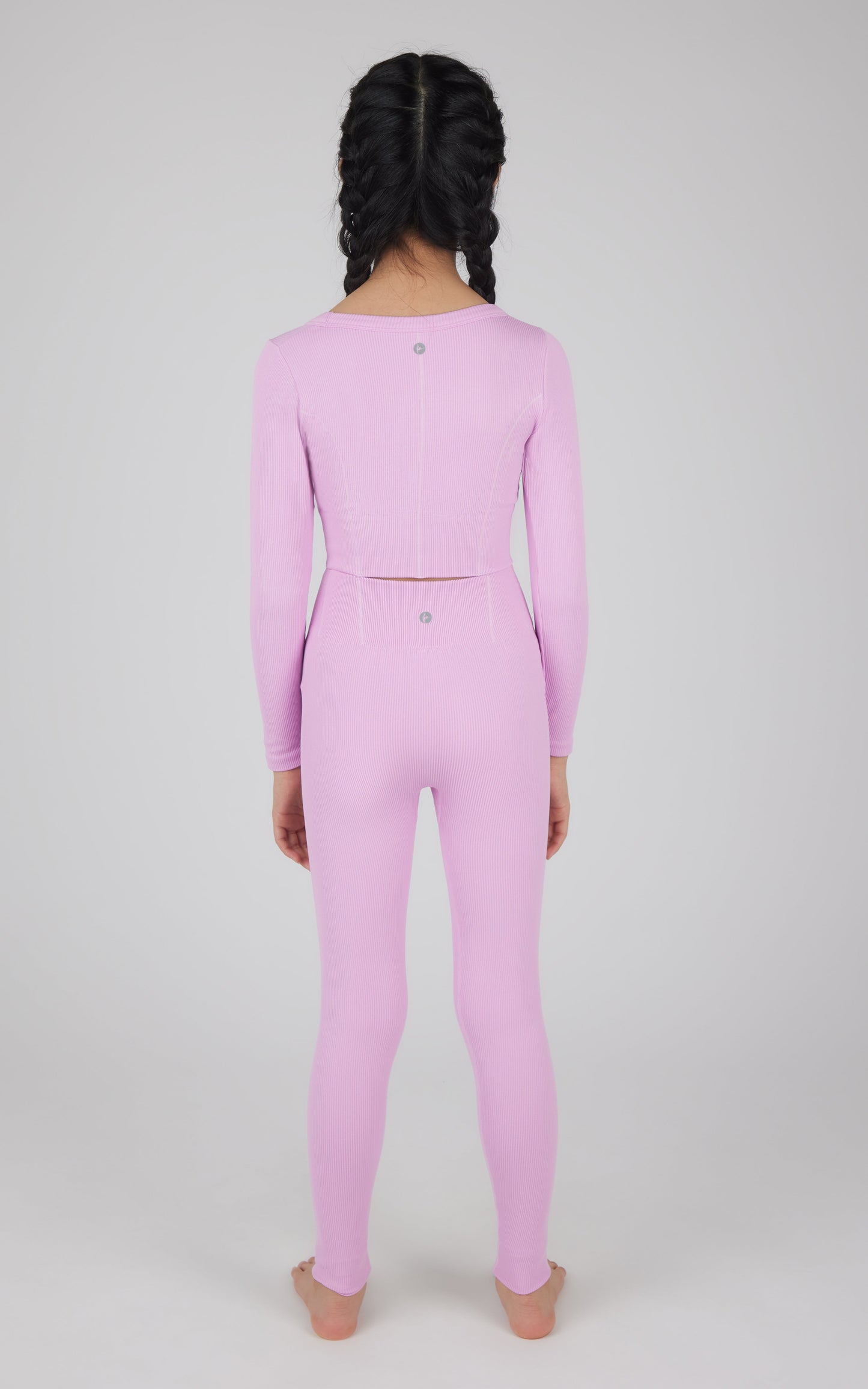 Girls 2 PC Seamless Ribbed Long Sleeve Top and Legging Set