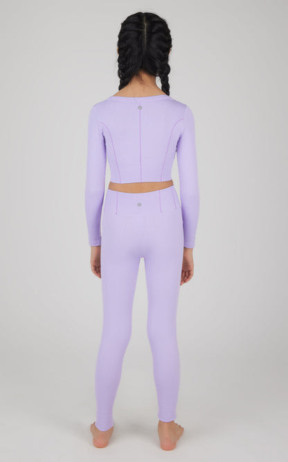 Girls 2 PC Seamless Ribbed Long Sleeve Top and Legging Set