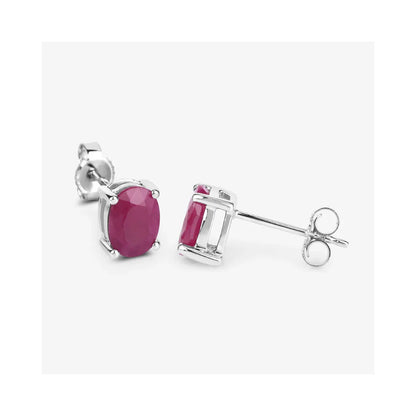 1.70 Ct Oval Pink Ruby Prong 10K Gold Stud Earrings