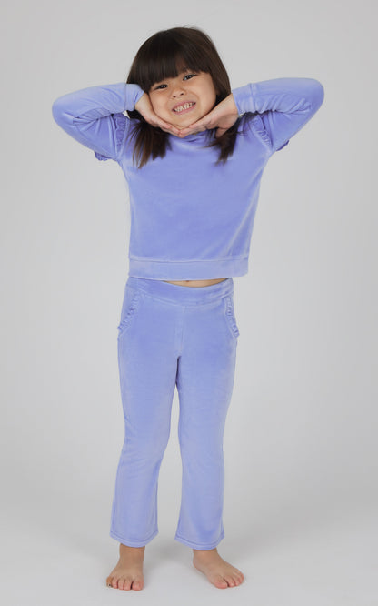 Toddler Girls 2 PC Velour Ruffle Hoodie and Flare Leg Pant Set