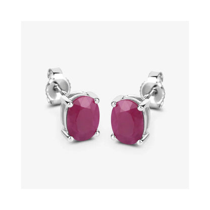 1.70 Ct Oval Pink Ruby Prong 10K Gold Stud Earrings