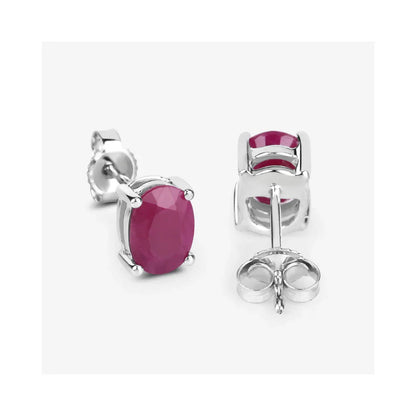 1.70 Ct Oval Pink Ruby Prong 10K Gold Stud Earrings