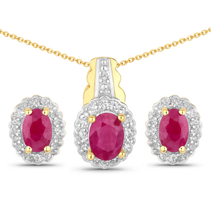 Sterling Silver Natural Ruby Jewelry Set