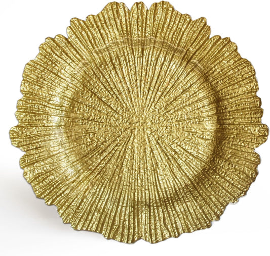 Jay Companies Reef Gold Glass 13"D Charger Plate 4-Piece Set